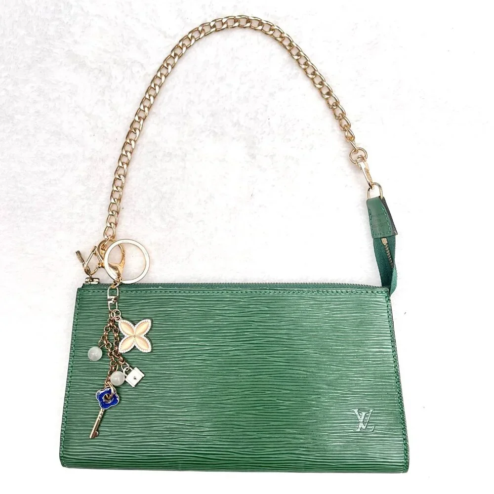 Louis Vuitton Green Epi Vintage Leather Pochette Clutch Shoulder Bag - Picture 3 of 16